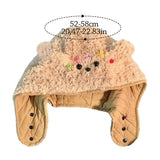 Daiiibabyyy  Cute Plush Winter Integrated Cap Scarf Warm Thickened Ear Protection Hat Casual Soft Beanie Hat Scarf Cycling