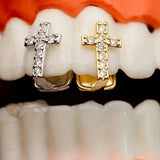 DAIIIBABYYY  -  Fashion Personalized Cross Inlaid Shiny Cubic Zirconia Teeth Grills Men Women Hip-hop Party Exquisite Accessories Holiday Gifts