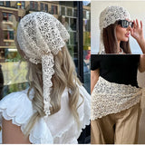 Daiiibabyyy  Floral Lace Bandana for Women Beach Party Formal Scarf Headscarf Boho Summer Outfits Multi-purpose Hair Accessories for Daily
