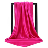 DAIIIBABYYY  -  Imitation Silk Scarf Pure color Women Satin Square Hijab Scarfs For Ladies Luxury Shawl 90*90 Bandana Large Hair Head Scarf