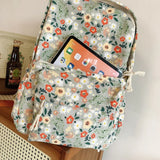 Daiiibabyyy  Fashion Flower Print Women's Backpacks Multifunction Large Capacity School Backpack Zipper Book Bag Students