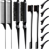 Daiiibabyyy  12-Piece Set of Three-Row Detangling Combs, Steel Needle Long Tail Combs, Eyebrow Brushes, Highlighting Combs, Hair Styling Tools for Creating Hairstyles