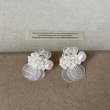 Daiiibabyyy  INS Fashion Natural Freshwater Pearl White Round Shell Tassel Dangle Earrings for Women Wedding Bridal Jewelry Wholesale
