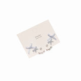 DAIIIBABYYY  -   Korean Fashion Ballet Style Ribbon Bow-knot Shape Pearl Stud Earrings Set for Women Kpop Pink Blue Charm Earring Jewelry