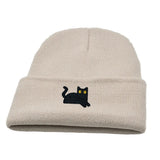 Daiiibabyyy  Sweet Cute Embroidered Cat Knitted Hat Warm Wool Knit Cap Ear Protection Embroidery Winter Caps Sports
