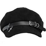 Daiiibabyyy  Subculture Cross Pendant Berets Cap Y2K Black Cotton Painter Hat Gothic Lolita Beret Hat Caps Harajuku Deco Accessories Japanese