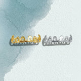 Daiiibabyyy  Retro Pattern Hollow Gold Teeth, Genuine Gold Electroplated Halloween Hip-Hop Dental Braces, Unique Men's Trendy Accessory