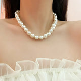 Daiiibabyyy New Fashion French Pearl Choker Necklace Design Chain Pendant For Women Jewelry Girl Gift Statements Jewelry