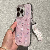 Daiiibabyyy  Frosted graffiti cat phone case comes with lace pendant for iPhone 11 12 13 14 15 16 Pro Max