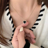 Daiiibabyyy  New Korean Butterfly Choker Necklace For Women Ladies Exquisite Love Heart Clavicle Chain Necklace Jewelry Gift
