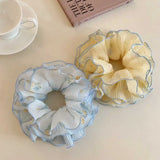 Daiiibabyyy  New Fresh Floral Multi Layered Large Intestine Hair Bands Sweet Female Hair Buns Hair Ties Low Ponytail Hair Ties Leather Bands
