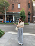 DAIIIBABYYY  -  Strap Design Pleated Casual Pants Women Summer New Niche Versatile Hanging High Waisted Straight Leg Trousers