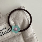 DAIIIBABYYY  -  Korean Style Acetate Fresh Girl's Age-Reducing Color-Blocking Flower Hair Band Ball Hair Tie Hair Band New Rubber Band