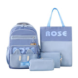 Daiiibabyyy  4Pcs/Set Large Capacity 4 in 1 Backpack Multifunction Casual Book Bag School Rucksack Breathable College Backpack Students
