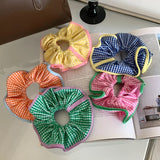 DAIIIBABYYY  -  Summer candy hit color hair rope plaid hair ring girl's heart rope tied ponytail rubber band Japanese and Korean  headdress