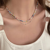 Daiiibabyyy  New Colorful Beads Choker Necklace Korean Fashion Simple Colorful Collar Short Chain Handmade Female Necklace Women Girl Jewelry