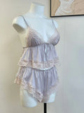 Daiiibabyyy  French Pure Lingerie Soft Silk Suspender Sleep Tops with Shorts Sexy Pajamas Women's Sleepwear V-Neck Loungewear Set Night Wears