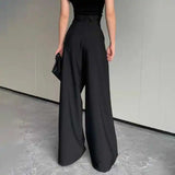 Daiiibabyyy  Elegant Wide Leg Pants High Waist Draped Wide Leg Pants Casual Loose Suit Wide Leg Pants Korean Floor Length Trousers