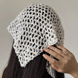 Daiiibabyyy  Fashion Sparkly Sequined Headscarf Headband Ins Style Versatile Knitted Triangle Scarf Y2K Hollow Beanies Headband Accessories