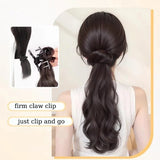 Daiiibabyyy  16inch Wavy Hair Ponytail Extensions Wig Synthetic Natural Wavy Claw Clip in Ponytail Hairpiece for Women Girls Daily Party Use