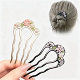Daiiibabyyy  Pearl Flower U-Shaped Hair Combs for Women Elegant Style Metal Hair Forks Pearl Hairpin Clip Pins Hair Styling Tools Gifts