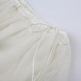 DAIIIBABYYY  -  Transparent Mesh Pleated Skirt y2k Aesthetic Lace-up Low Waist A-line Mini Skirts Fairycore Coquette Outfits Ladies Chic