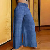 DAIIIBABYYY  -  Women's Loose Slim and Drapey Solid Color High-waisted Casual Wide-leg Pants