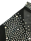 DAIIIBABYYY  -  Sheer Sexy Slim Temperament Jumpsuits for Women Round Neck one shoulder Sleeve High Wiast spliced Diamonds Rompers Female