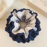 Daiiibabyyy  1pc New lace plaid large intestine loop simple ponytail temperament headband casual meatball headband