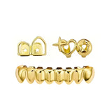Daiiibabyyy  Hip-Hop Hollow-Out & Star Teeth Grills - 14K Golden Plated Copper, Y2K Gothic Style, Unisex for  Daily Durable Teeth Grills