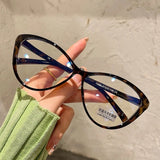 DAIIIBABYYY  -  Leopard Triangle Frame Glasses Women Girls Y2K Vintage Cat Eye Spectacles Anti-blue Light Reading Eyewears Myopia Eyeglasses