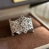 Daiiibabyyy  Hollow Crown Zircon Scrub Rings For Women Girls Simple Trendy Vintage Elegant Temperament Anniversary Jewelry Gifts