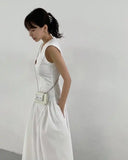 DAIIIBABYYY  -  Spliced Side Pleated Vest Sleeveless Dress Women 2025 Summer New Style French Luxury Slimming Long Elegant