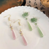 DAIIIBABYYY  -  Simple Lotus Pendant Ear Hooks Elegant Retro Chinese Classic Earrings Chinese Ancient Style Handmade Lotus Water Drop Earrings