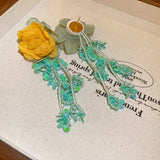 Daiiibabyyy  Minar Elegant Green Resin Miyuki Strand Contrast Color Cloth Big Flowers Long Tassel Dangle Earrings for Women Wholesale Jewelry