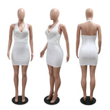 DAIIIBABYYY  -  Sexy Evening Dresses for Women Halter V Neck Backless Diamond Sheath Mini Length Elegant Evening Night Party Club Vestidos Mujer
