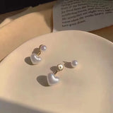 Daiiibabyyy  Imitation Pearl Earrings For Women Heart Round Stud Earrings Elegant Love Ear Stud Party Wedding Jewelry Valantine Day Gifts