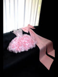 Daiiibabyyy  Pink Off-Shoulder Big Bow Short Ball Gown for Women Girl Elegant 3D Flowers Prom Evening Dress Sexy Mini Party Birthday Dresses
