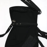 DAIIIBABYYY  -  Sexy Bodycon Dresses for Women One Shoulder Sleeveless Transparent Mini Length Elegant Ladies Evening Night Club Vestidos Mujer