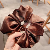 DAIIIBABYYY  -  Oversize Black Velvet Scrunchies Hair Ties Women Girls Solid Rubber Big Elastic Hair Bands Rope Ponytail Hair Accessories Winter