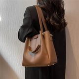 Daiiibabyyy Burminsa Metal Short Handle Bucket Small Tote Handbags For Women Trend Designer PU Leather Ladies Shoulder Crossbody Bags