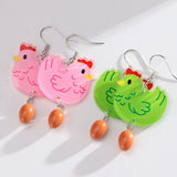Daiiibabyyy  Funny Colorful Acrylic Hen Egg Drop Earrings for Women Lovely Cartoon Animals Dangle Earring Easter New Jewelry Gifts
