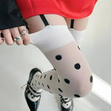 Daiiibabyyy  Fashion Spring Korean Polka Dot Knee High Stockings Women Vintage Y2K Sweet Cute Pantyhose Tight JK Lolita Long Tube Sockings