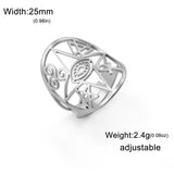 DAIIIBABYYY  -  Retro Evil Eye Open Ring Stainless Steel Star of David Cross Adjustable Ring Suitable for Women Witch Knot Symbol Jewelry Gift