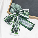 DAIIIBABYYY  -  Printed Bow Hair Rope Elegant Ribbon Ponytail Hair Band For Women Sweet Rubber Band Hair Ring Fashion Headdress Hair Accessories