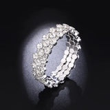 Daiiibabyyy  Sparkling Full Rhinestone Three-layer Bracelet Shiny Silver Bangle Adjustable For Women Wedding Party Jewelry Birthday Gifts