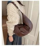 Daiiibabyyy  Trendy Pu Leather Women Hobo Bag 2026 Y2k Aesthetic Simple All Match Crossbody Bags Vintage Streetwear Casual Shoulder Handbags