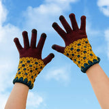 Daiiibabyyy  1 Pairs Ladies' Mittens Korean New Flower Kawaii Sweet Cute Versatile Knitted Gloves Thickened Velvet Warm Soft  Gloves For Girl