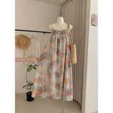 DAIIIBABYYY  -  Retro Camis Dress Sleeveless Off Shoulder Dresses Hot Girls Young Lady Sweet Printed Loose Long A-line Dresses Female Clothing