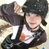 DAIIIBABYY  -  Ins Sweet Cool Y2k Niche Star Forward Hats for Women and Men Korean Version Fashion Show Face Small Retro Painter Berets Caps